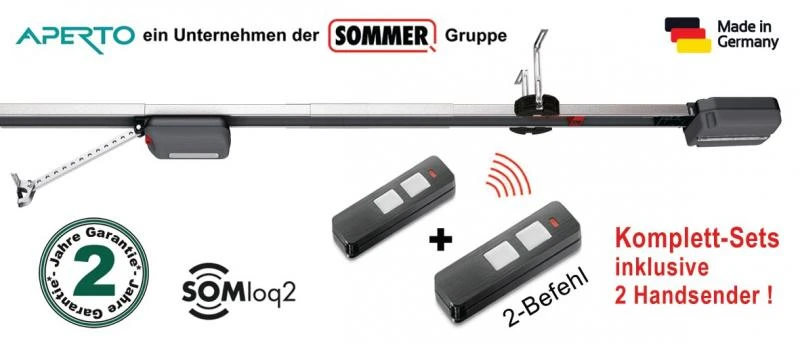APERTO SOMMER Garagentorantrieb: Komplett-Set A 800 XL inklusive 2 Stück SOMloq2 Handsender 2-Befehl - TYP GTA-2880-Set
