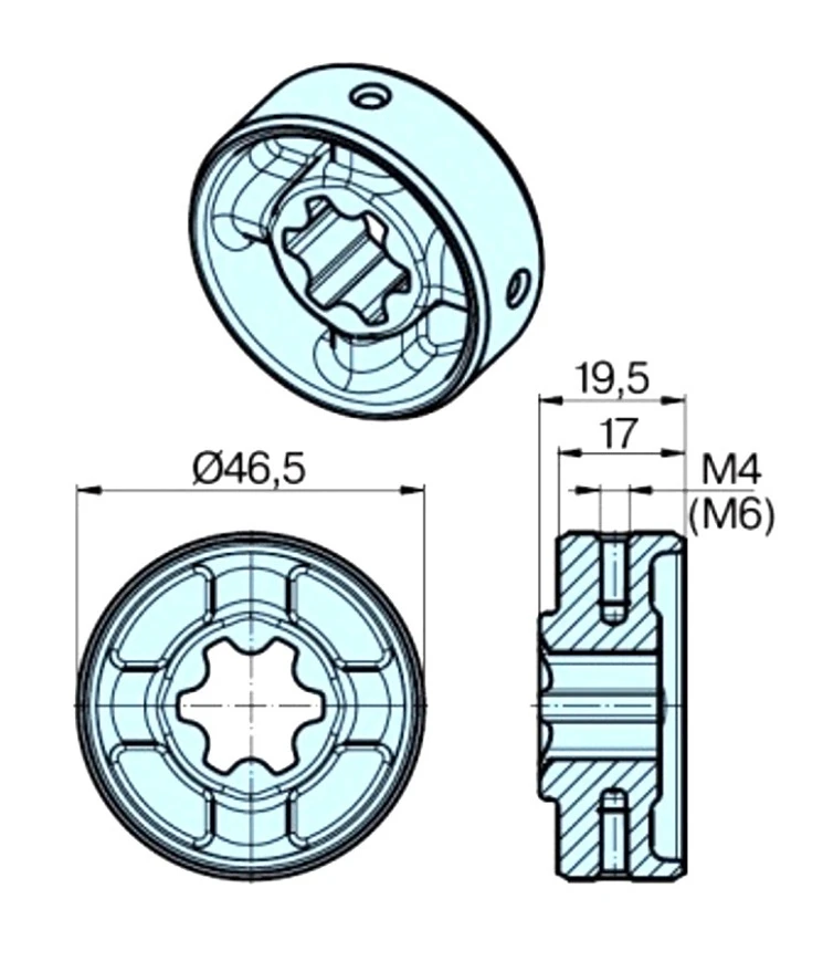 Adapter für Rundrohr Mitnehmer 50 x 1.5 Gewinde M4,   für Rohrmotore Becker Baureihe P und R Serie