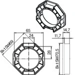 Adapterset für Achtkatwelle SM70 ,für Rohrmotoren Becker Baureihe R  Serie