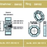 Adapterset für Achtkatwelle SW102 ,für Rohrmotoren Becker Baureihe L Serie