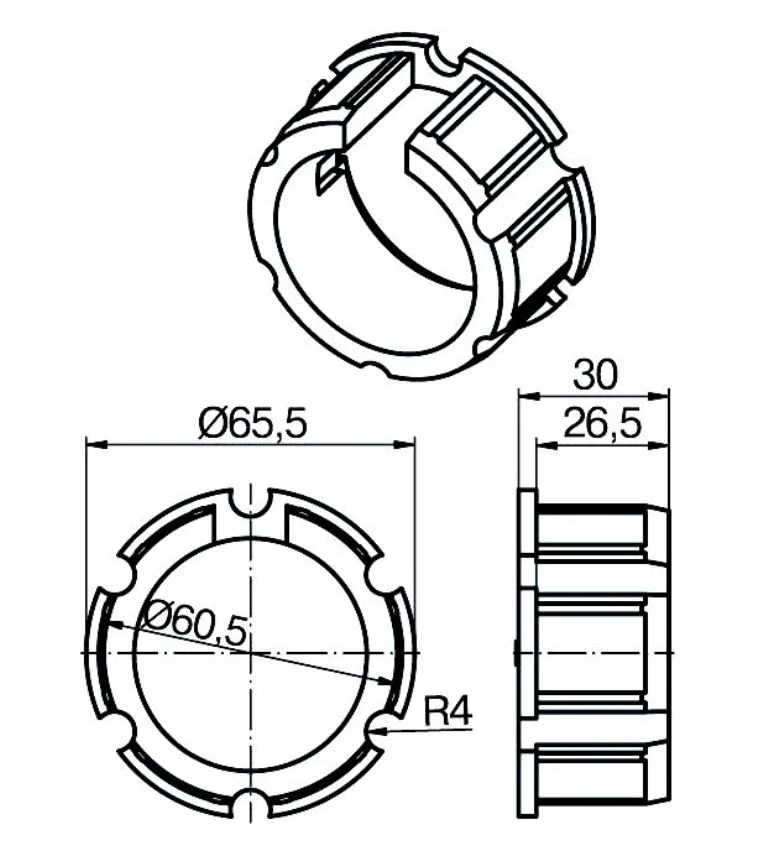 Adapterset für Nutwelle O-63N 13,5mm ,für Rohrmotoren Becker Baureihe P und R Serie mit Hinderniserkennung