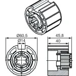 Adapterset für Nutwelle O-63N 14,0mm ,für Rohrmotoren Becker Baureihe P und R Serie mit Hinderniserkennung