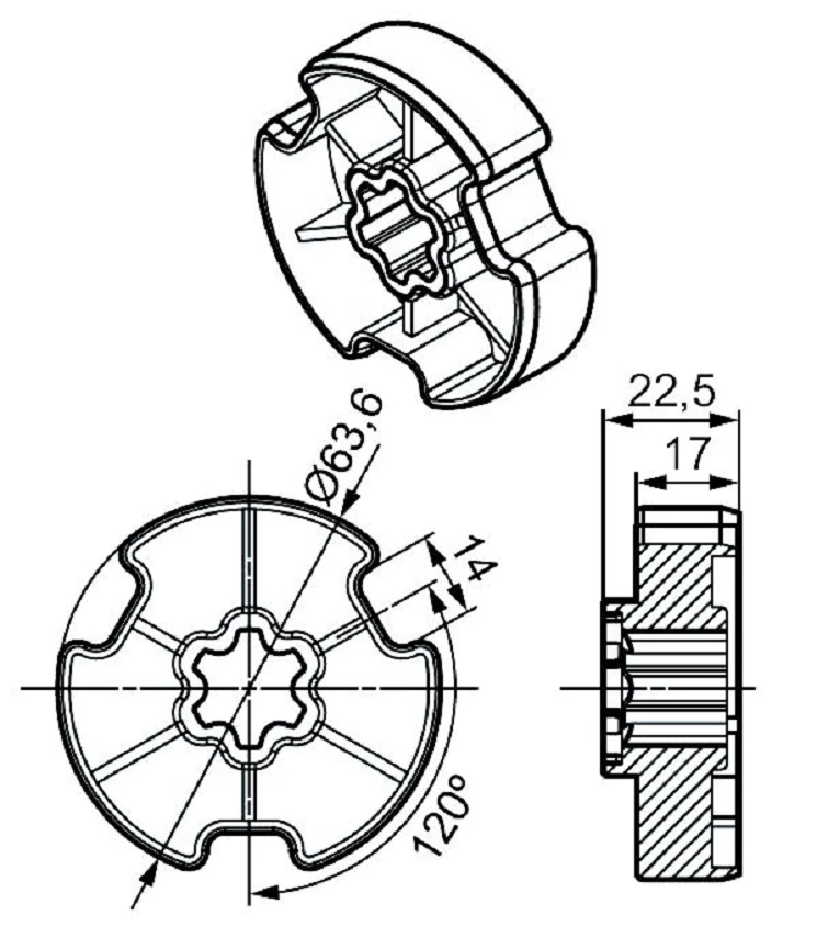 Adapterset für Nutwelle Optinut 69x 1,25mm , für Rohrmotore Becker Baureihe R