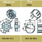 Adapterset für Profilwelle ZF54 für Rohrmotoren Becker Baureihe P und R Serie