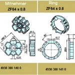 Adapterset für Profilwelle ZF64x0,8 ,für Rohrmotoren Becker Baureihe P und R Serie