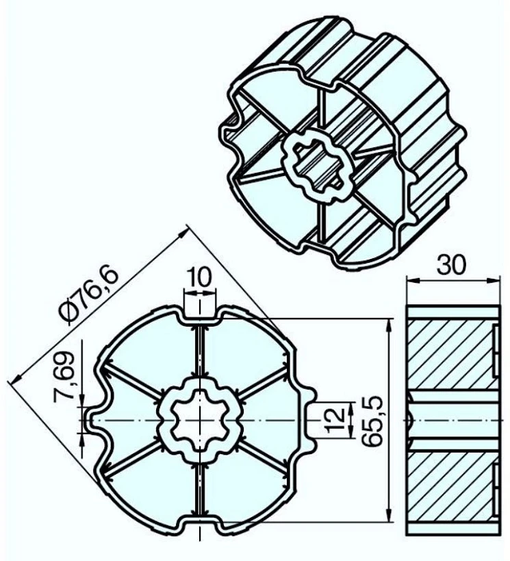 Adapterset für Profilwelle ZF80x1,2 für Rohrmotore Becker Baureihe R