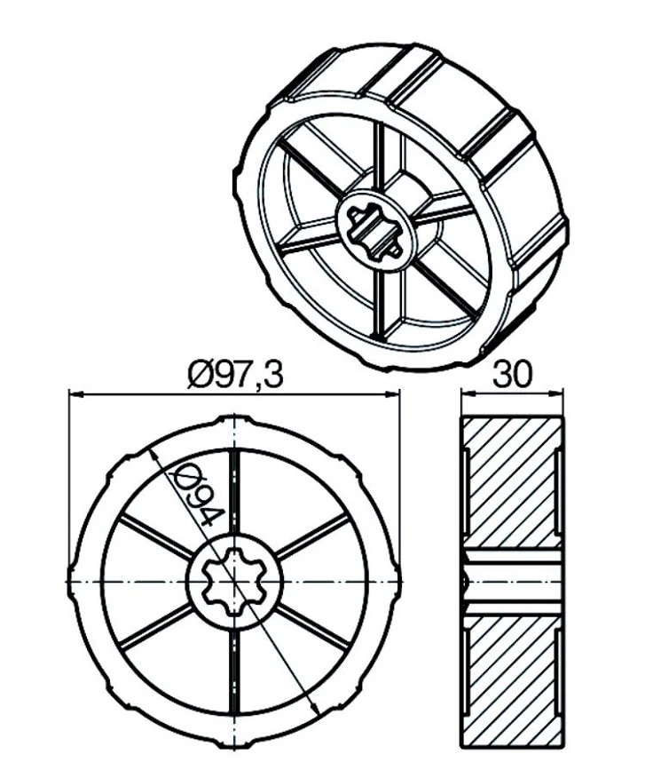 Adapterset für Rundrohr 102 x 2 , für Rohrmotoren Becker Baureihe L Serie
