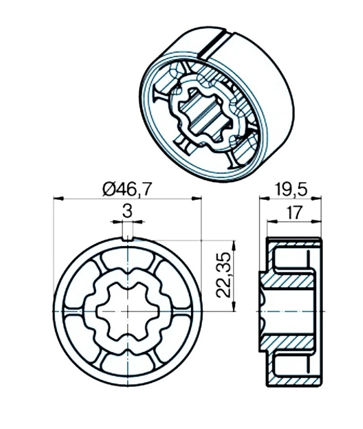 Adapterset für Rundrohr 50 x 1.5 , für Rohrmotoren Becker Baureihe P Serie
