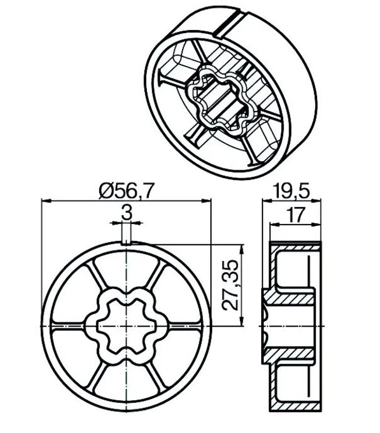 Adapterset für Rundrohr 60 x 1.5 , für Rohrmotoren Becker Baureihe P und R Serie