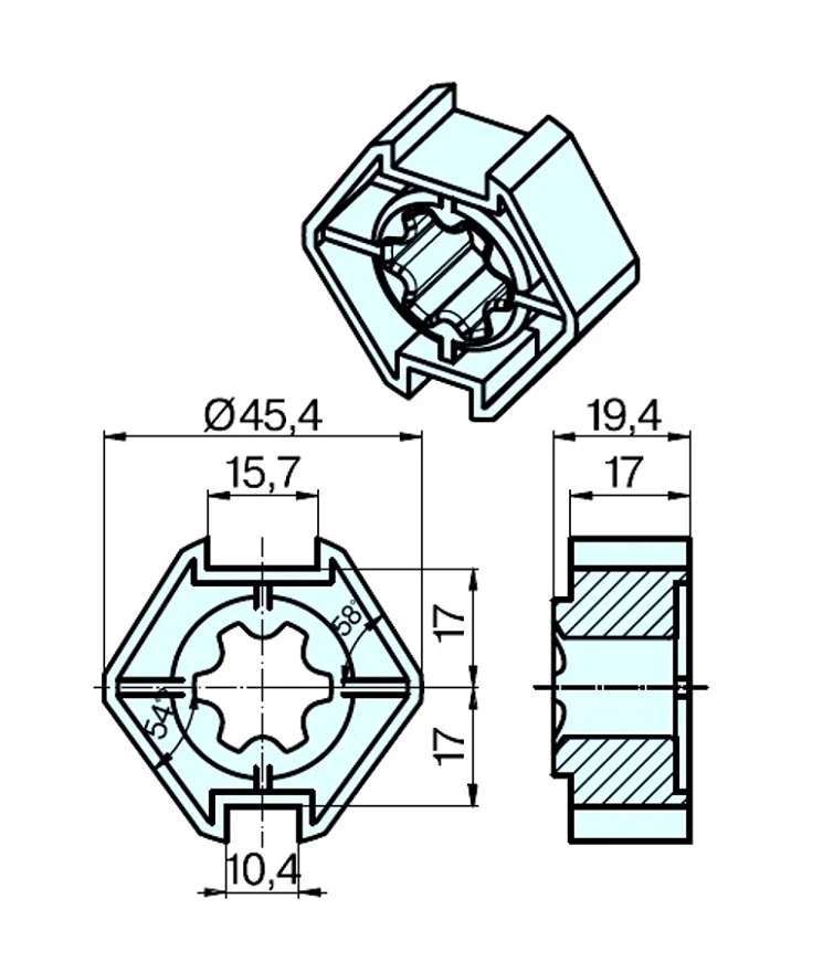 Adapterset 50 x 2 Rolmatic für Nutwelle für Rohrmotoren Becker Baureihe P Serie