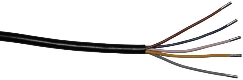 Anschlusskabel, 5-adrig, schwarz, für Lichtschranken mit Klemmraum, 5 x 0,25 qmm, feindrähtige Litze, LiYY