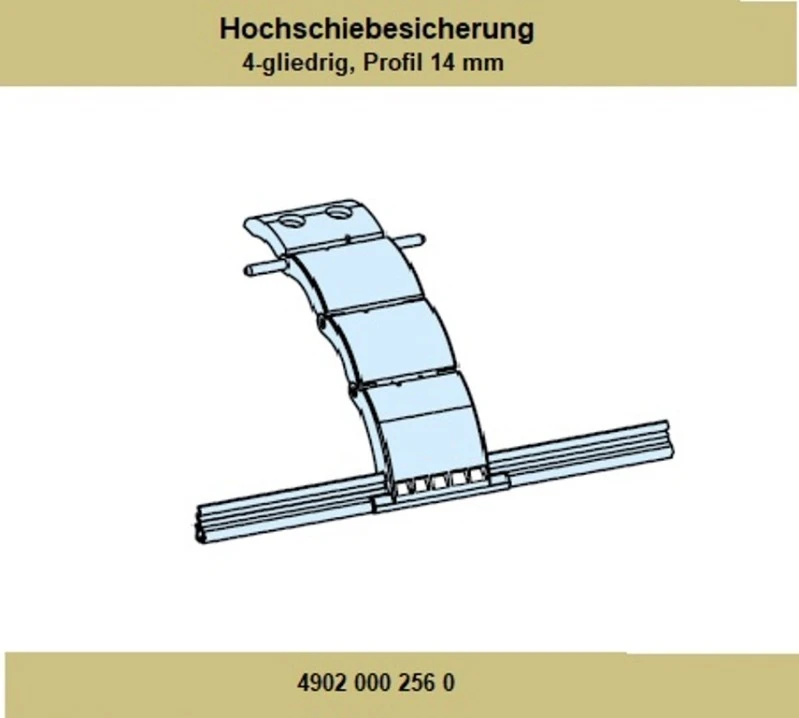 Hochschiebesicherung 4-gliedrig, Für 60er,  und 70er 8-Kant-Welle für Profil 14 mm