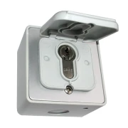 Regenschutzkappe IP-65, für AP + UP Schlüsselschalter/-taster, mit Profilhalbzylinder, mit rückseitiger Dichtung