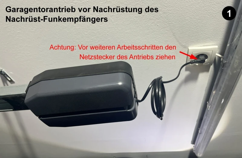   WTS - Funkempfänger 1-Kanal 868 MHz, mit eingelerntem 1-Kanal Handsender SOSR-1K-WTS (KeeLoq), Netzkabel mit Schukostecker 0,5m, 2-adrige Litze 0,5m