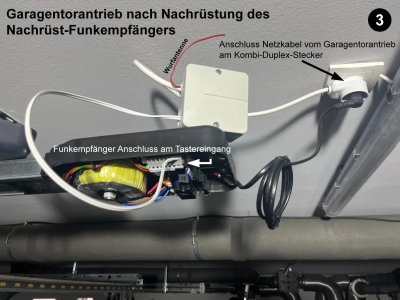   WTS - Funkempfänger 1-Kanal 868 MHz, mit eingelerntem 1-Kanal Handsender SOSR-1K-WTS (KeeLoq), Netzkabel mit Schukostecker 0,5m, 2-adrige Litze 0,5m